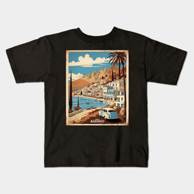 Agrinio Greece Tourism Vintage Travel Poster Kids T-Shirt by TravelersGems